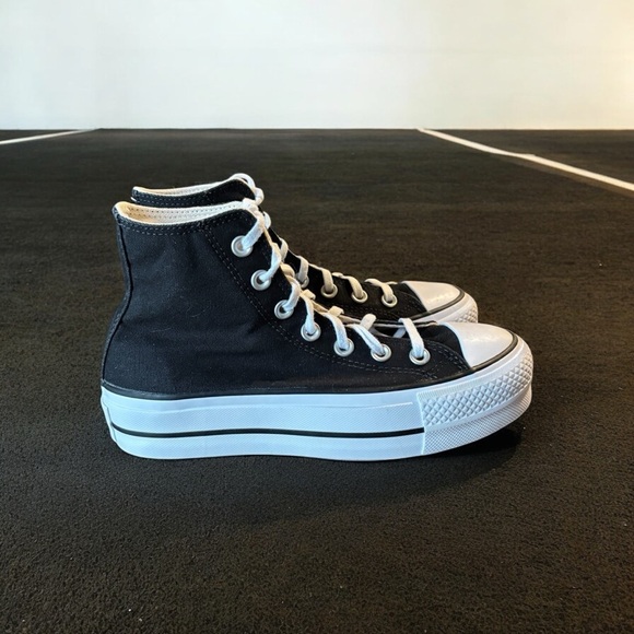 Converse Chuck Taylor All Star Lift Platform Black and White High-Top Sneakers - Picture 13 of 16